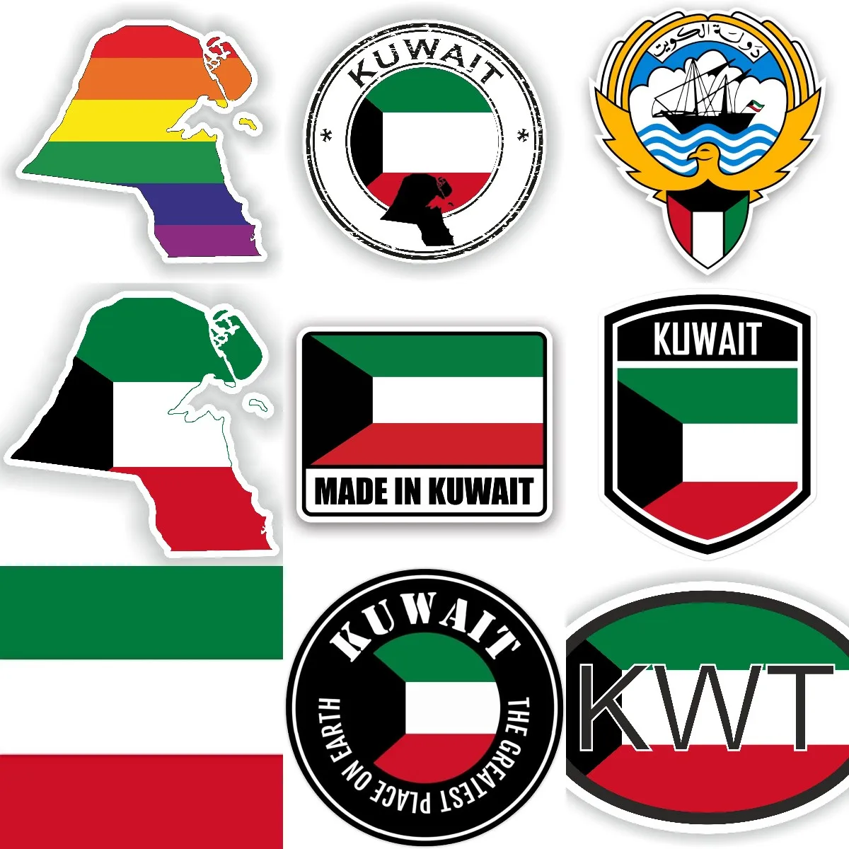 KWT Kuwait Flag Map National E - Car Accessories Kuwait recension och pris